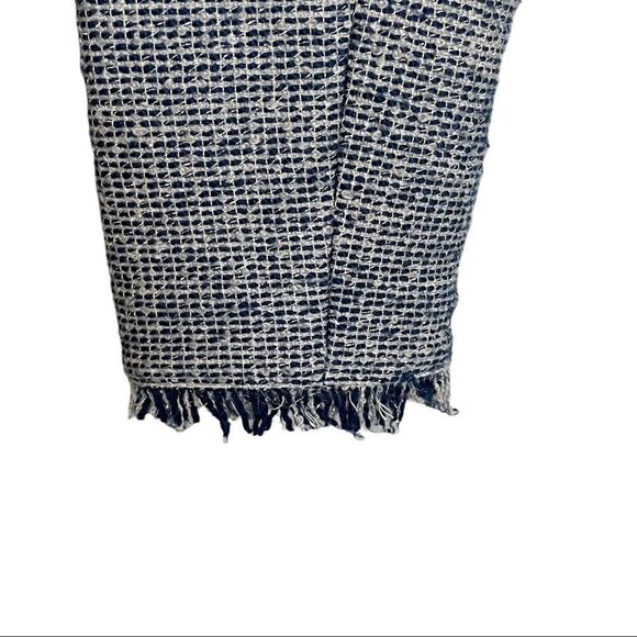BANANA REPUBLIC Blue White Tweed Open Front Blazer Jacket Scalloped Edges 6 - Picture 4 of 7